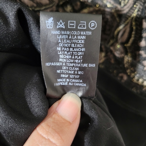 Belle Badgley Mischka Brown and Black with Gold Threading Dress Size 4 - Picture 6 of 10